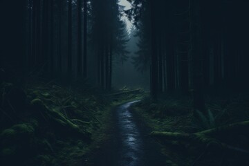 Naklejka premium Rainforest's natural scene, Picturesque landscape photography. Generative AI