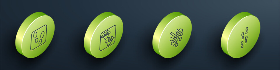 Set Isometric line Human footprints shoes, Frog paw, Mop and icon. Vector