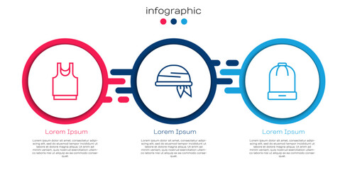 Set line Undershirt, Bandana and Winter hat. Business infographic template. Vector