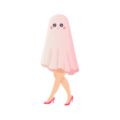 Pink ghost halloween glamour doll heels, women's legs