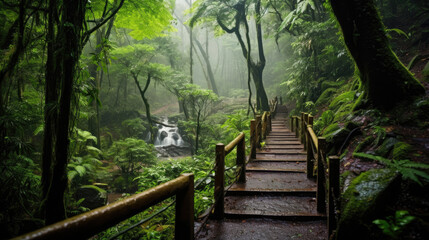 Beautiful rain forest at ang ka nature trail in doi inthanon national park, Thailand - obrazy, fototapety, plakaty