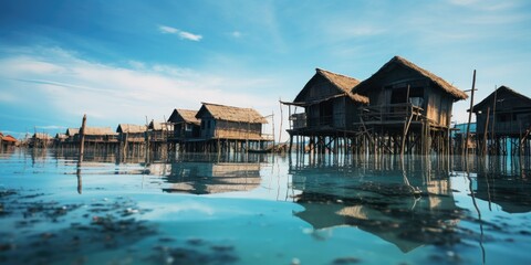 Fototapeta na wymiar Stilted Thai Water Village