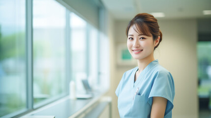 笑顔の日本人看護師 - obrazy, fototapety, plakaty