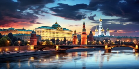 Fototapeta na wymiar Dusk at Moscow Kremlin