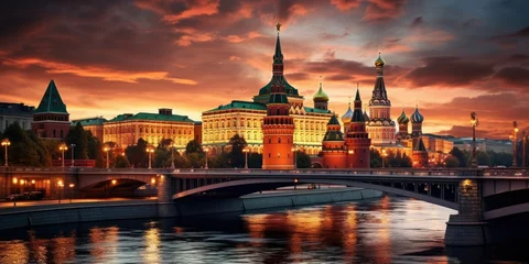 Fototapete Moskau Dusk at Moscow Kremlin