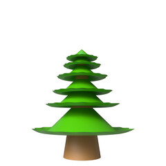 3d Christmas tree with golden star rendering