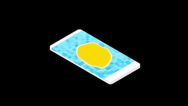 Modern smartphone icon on black background . 3d illustration rendering . 4k resolution video . for business , advertisement, market and etc . Computer generated image . Easy customizable