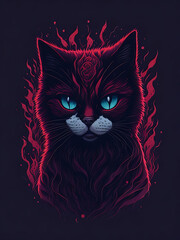 Graphic portrait of a cat