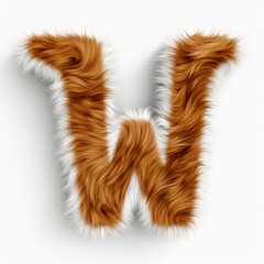Furry letter W made of dog, cat and animal fur