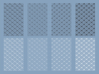 ラフなテイストの線の花菱文様のパターン素材セット