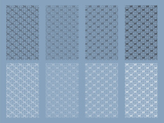 ラフなテイストの線の花菱文様のパターン素材セット