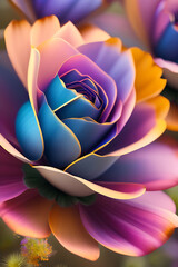 A group colorful flowers design  on a blue background