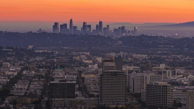 4k Timelapse video of Los Angeles CA from dusk to dawn