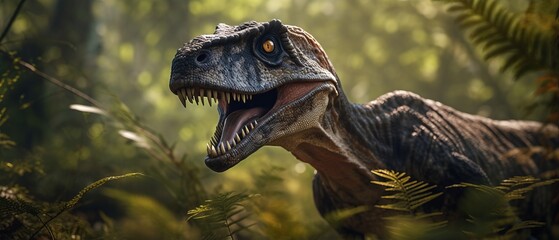 tyrannosaurus rex dinosaur raptor angry - obrazy, fototapety, plakaty