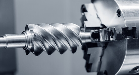 Macro Machine iron tools CNC cut of metal with light spark, technology modern industrial