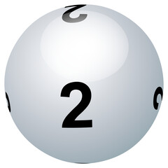 Boule de loto blanche n° 2 en PNG