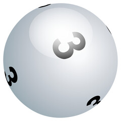 Boule de loto blanche n° 3 en PNG