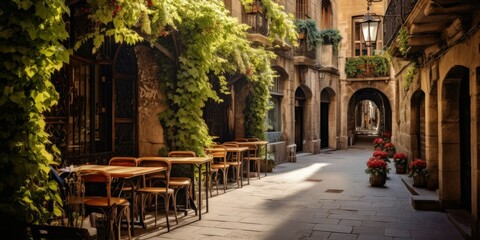 Fototapeta na wymiar Barcelona Gothic Quarter Street