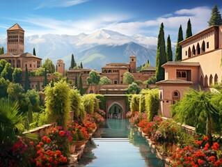 Panoramic Alhambra View - obrazy, fototapety, plakaty