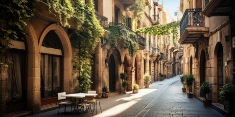 Fototapeta na wymiar Barcelona Gothic Quarter Street