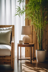 modern living room with bamboo plant 