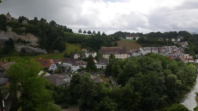 Fribourg cityscape with a view on Sarine river, Switzerland