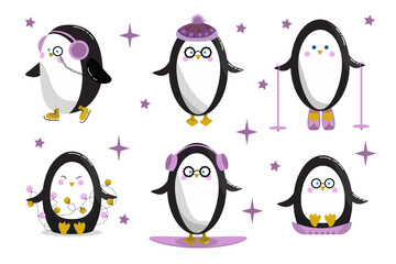 vector image Christmas penguin cute animal