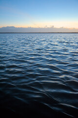 Los Flamencos National Reserve, Colombia - January 2 2023: Sunset sea close-up view romantic beautiful background