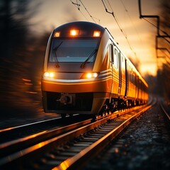 Naklejka premium Subway train in motion. Generative AI