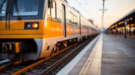 Subway train in motion. Generative AI