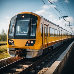 Naklejka premium Subway train in motion. Generative AI