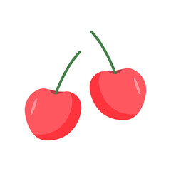 Summer sweet berry cherry icons. Vector illustration single color isolate on white.