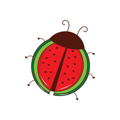 watermelon ladybug Mascot Character Vector illustration color children cartoon © wordspotrayal
