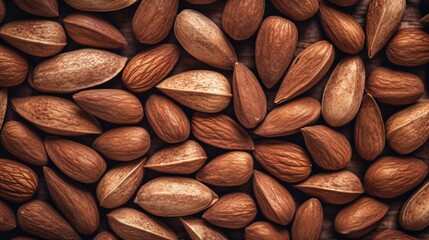 Realistic photo of a bunch of almonds. top view nuts scenery - Powered by Adobe