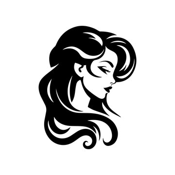 illustration of women,girl long hair style icon, logo women on white background, vector