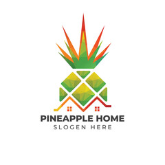 Obraz premium Pineapple logo design template. House logo design. Yellow pineapple logo