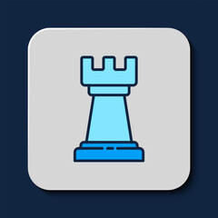 Filled outline Business strategy icon isolated on blue background. Chess symbol. Game, management, finance. Vector