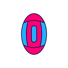 Filled outline American Football ball icon isolated on white background. Rugby ball icon. Team sport game symbol. Vector