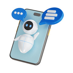 ai chat bot 3d, high quality render, transparent background, artificial intelligence 3d pack