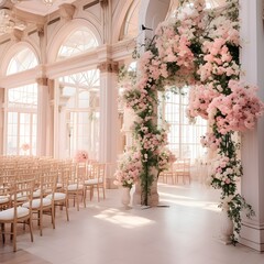 flowers in a church