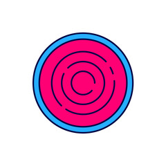 Filled outline Checker game chips icon isolated on white background. Vector