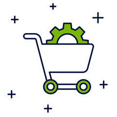 Filled outline Shopping cart icon isolated on white background. Online buying concept. Delivery service. Supermarket basket. Vector