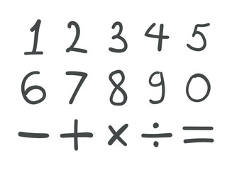 Numbers icon in hand drawn style. Number vector illustration on isolated background. Basic math signs sign business concept.