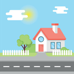 Fototapeta premium House icon in flat style. Home vector illustration on isolated background. Apartment building sign business concept.