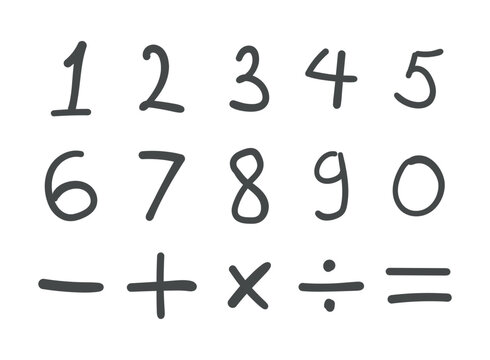 Numbers icon in hand drawn style. Number vector illustration on isolated background. Basic math signs sign business concept.