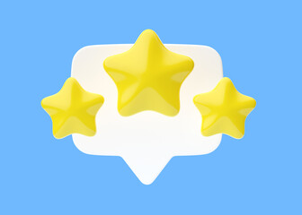 Rate 3d star icon - customer comment with positive feedback, quality opinion online cartoon illustration