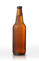 brown bottle with beer and drops
