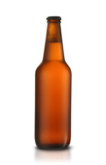 brown bottle with beer isolated