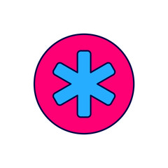 Filled outline Medical symbol of the Emergency - Star of Life icon isolated on white background. Vector