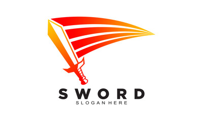 Red sword illustration logo design vector